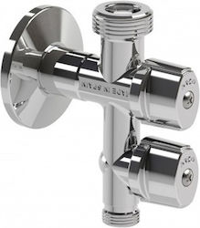 Corner Ball Valve Double Outlet Chrome 1 2"x3 4"x3 8" Arco Vitaq System