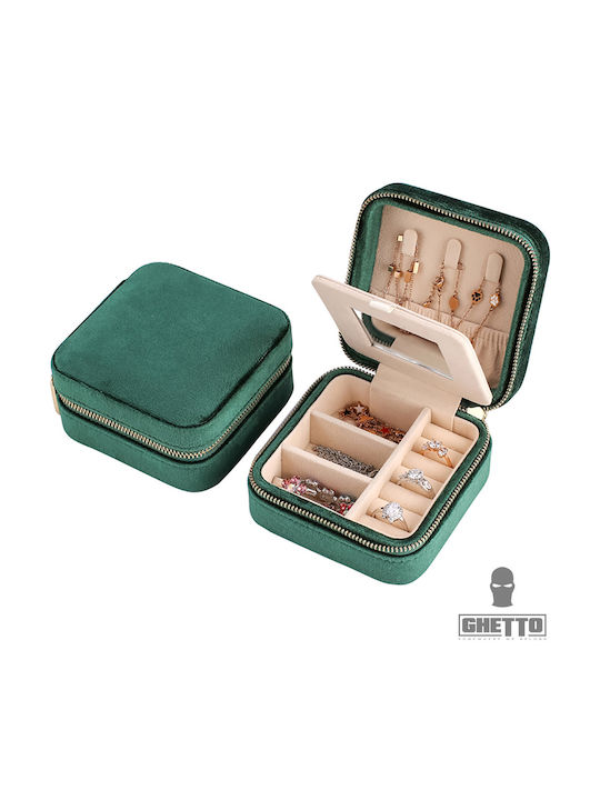 Ghetto Travel Jewellery Box Velvet Green