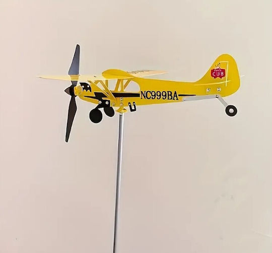 Διακοσμητικό Μεταλλικό Αεροπλάνο Piper J3 Ανεμόμυλος Κήπου – 28,7cm