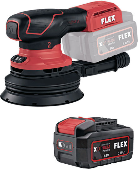 Flex ORE 2-125 18-EC Battery Powered Eccentric Sander 125mm Battery 18V 1x5Ah with Speed Control and with Suction System D00345