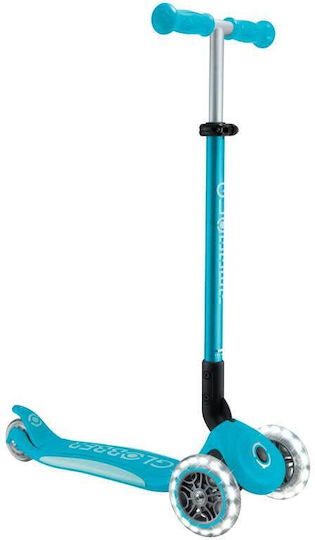 Globber Kids Scooter Foldable Elite Lights 3-Wheel Turquoise