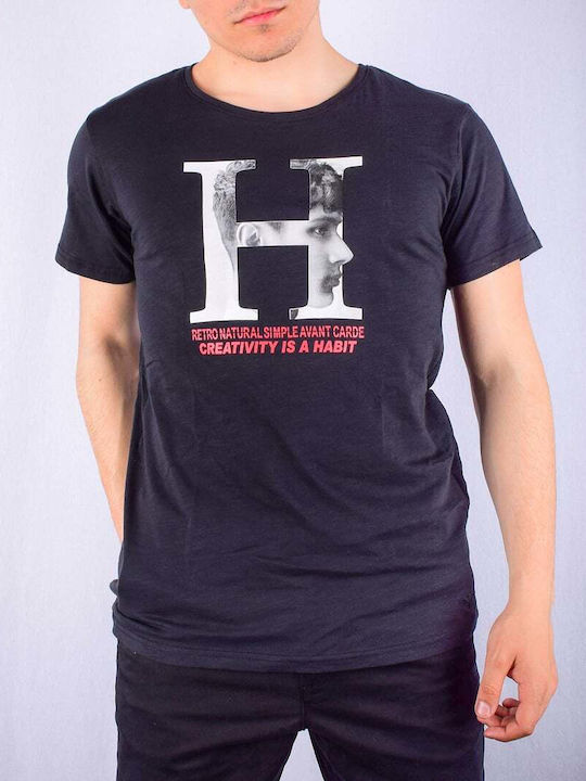 Black Label T-shirt Λαιμοκοψη 100%βαμβακι Σταμπα Εμπρος Slim Fit 28-300399 S18 Ebbe.9099-black