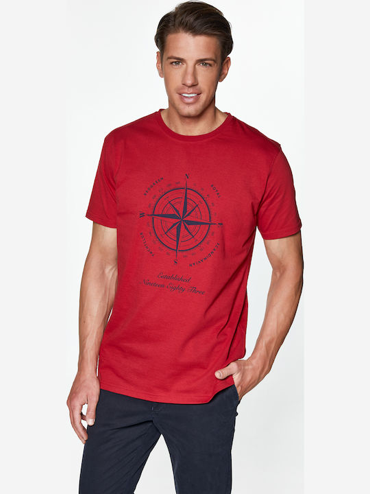 Tricou Redgreen Cu Imprimeu Compass Roșu