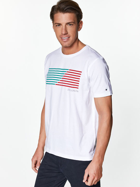 Redgreen T-shirt Τύπωμα Color Lines Λευκό