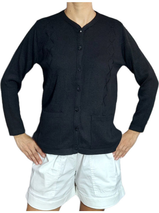 Suncity Cardigan Tricotat Cu Guler 50% Lână 50% Acrilic Negru