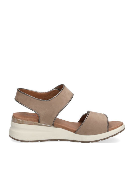 Caprice Δερμάτινα Γυναικεία Σανδάλια Taupe 9-28307