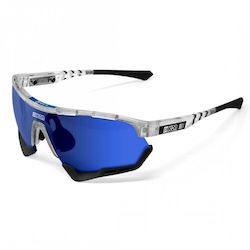 Cycling Glasses Scicon Aerotech XL NTT Pro Cycling Limited Edition Frozen White Frame Multilaser Blue Lenses