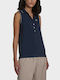 La Martina Women's Regular-fit Sleeveless Pique Polo Shirt Τwp002 Μπλε