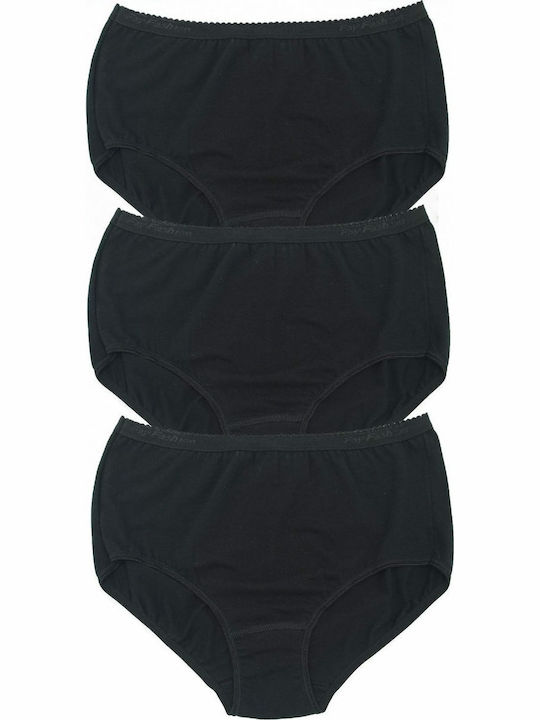 Women's Briefs 3/4 Wide Elastic Classic Fay Lingerie 3 Pack Black 285