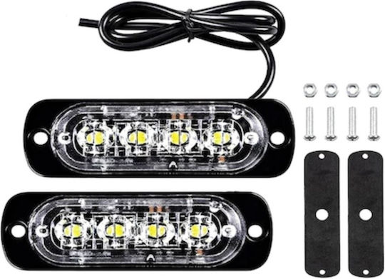 Set 2 Strobe Lights 4 Leds Yellow Warning Lights Jeep Off Road Atv Foxmag24