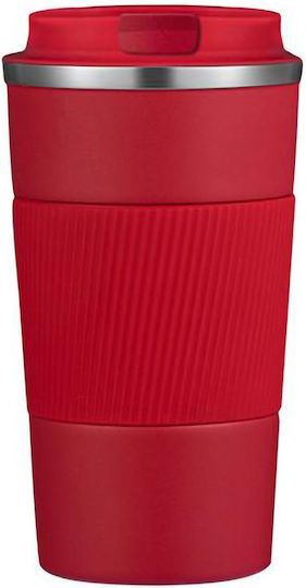 Uncle George Glass Thermos Stainless Steel / Aluminum BPA Free 500ml Red Mouthpiece with Mouthpiece