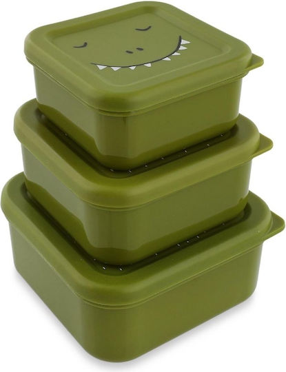 Trixie Nesting Snack Box Πλαστικό Παιδικό Σετ Φαγητού Δεινόσαυροι Πράσινο 11.5 x 11.5 x 6.5εκ.