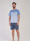 Summer Men's Cotton Pyjamas Blue
