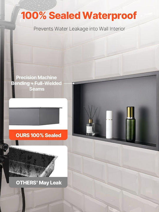Vevor Corner Wall Mounted Bathroom Shelf Metallic Black