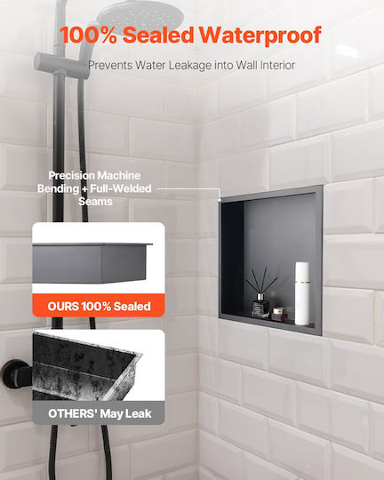 Vevor Corner Wall Mounted Bathroom Shelf Metallic 33x33x10.2cm Black