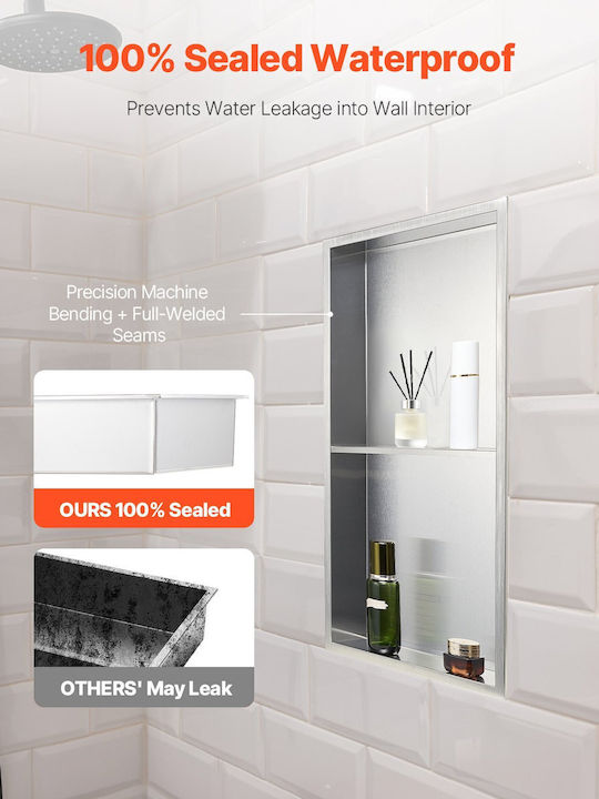 Vevor Corner Wall Mounted Bathroom Shelf Metallic Silver