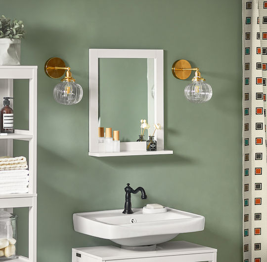 SoBuy Bathroom Mirror made of MDF with Cabinet 40x49.2cm White