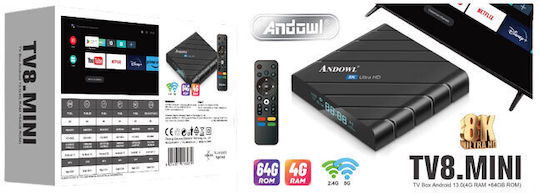 Andowl Tv8.mini Box8k GPU 4GB RAM 64GB Storage Android 13.0 Operating System Tv8.mini Box 075716
