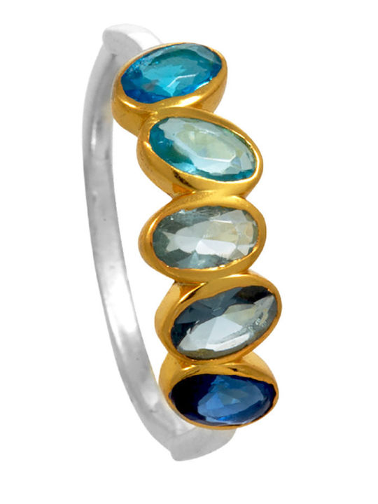 Bizoutaki Damen Ring mit Steinen aus Silber Ver...