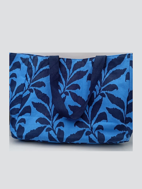 Verde Geantă De Plajă Din Material Textil Albastră