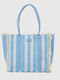 Verde Blue Canvas Beach Bag from Caravopano