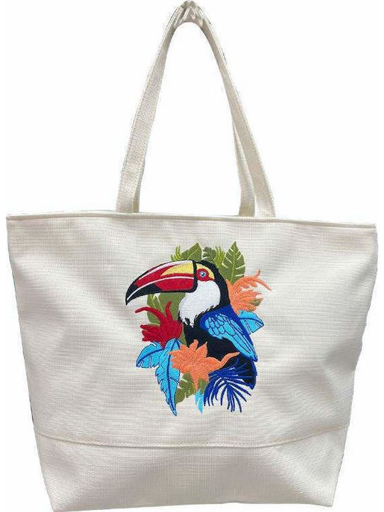 Miami Beach Stoff Strandtasche Weiß Miami Beach Stoff Strandtasche Weiß