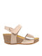 Women's Leather Platform Shoes Beige
