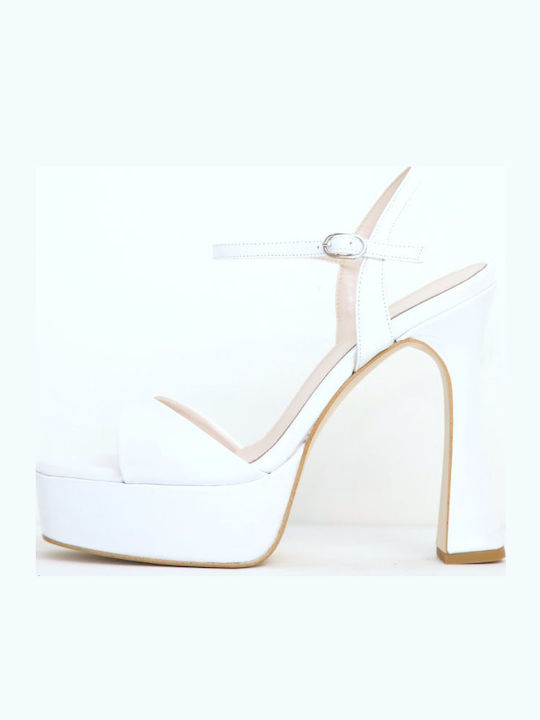 Fardoulis Leather Sandals White