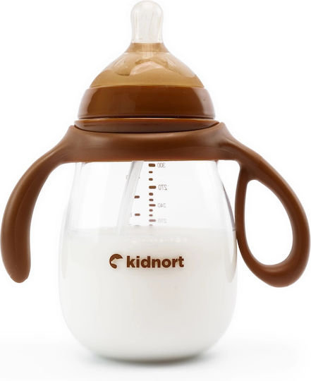 Kidnort Plastic Baby Bottle Anti-Colic with Silicone Nipple for 6+ months Brown 300ml