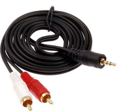 3.5mm Male To 2x RCA Male Black 3m Audio Cable With Gold Plated Terminals
