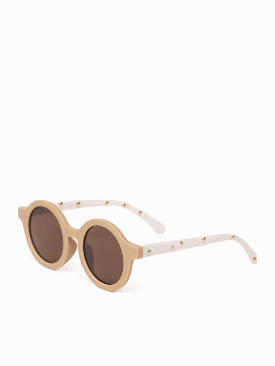 Mrs Ertha Kids Sunglasses with Polarized Lenses Flowers Beige for 2+ Years