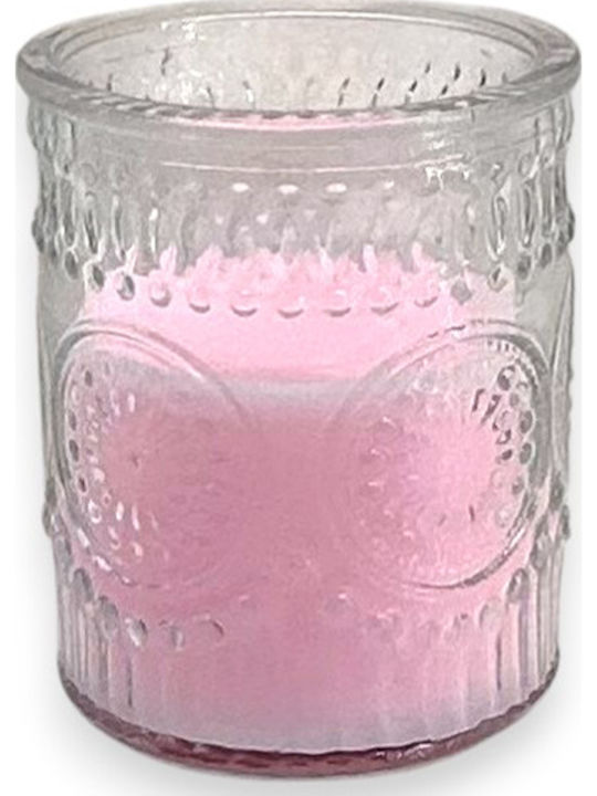 Glass Candle Pink 7 X 5.5cm Ker8r Rin-ker8r