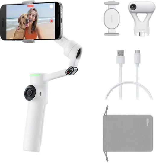 Insta360 Flow 2 Tracker Bundle Phone Gimbal with 3 Axis Stabilization and 10 Operating Hours White