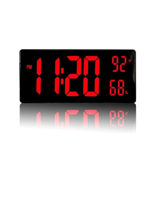 Large Wall Clock Digital Red 17x18cm