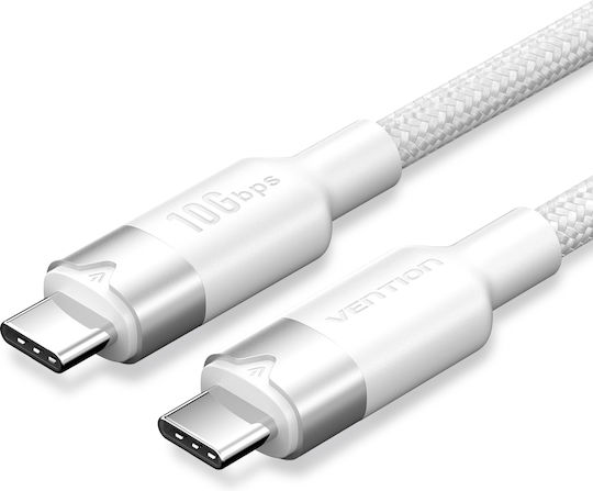Vention It Kabel USB Typ-C 3.2 Gen2 M-M 1,0m Geflochtenes Aluminium Weiß Trgwf