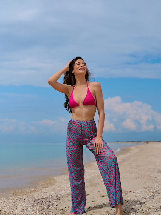 Bikini Triangle Brazil Set Fuchsia Pattern 3 Pieces