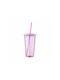 MUA Glas Cocktail/Trinken aus Plastik in Lila Farbe mit Strohhalm