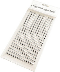 Αυτοκόλλητες Πέρλες Ασημί Βάση 6mm 260τεμ