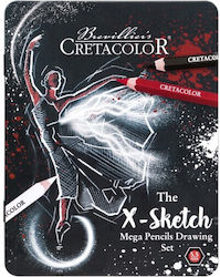 Σετ 12τεμ Μολυβια Σχεδιου Mega Color Cretacolor Τηε X-sketch Μεταλλικη Κασετινα Σετ 12τεμ Μολυβια Σχεδιου Mega Color Cretacolor Τηε X-sketch Μεταλλικη Κασετινα