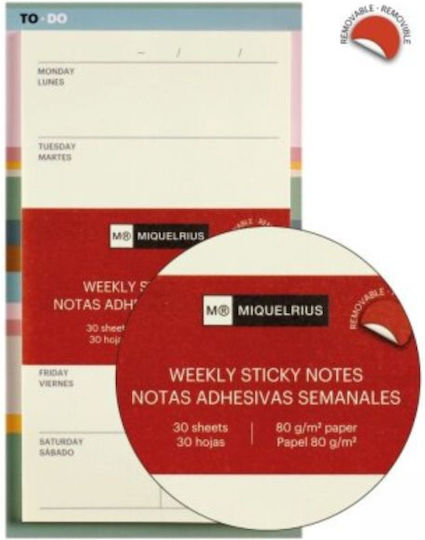 Weekly Memo Pads Stickers 14.5*8cm 30 Sheets 80gr To Do Miquelrius