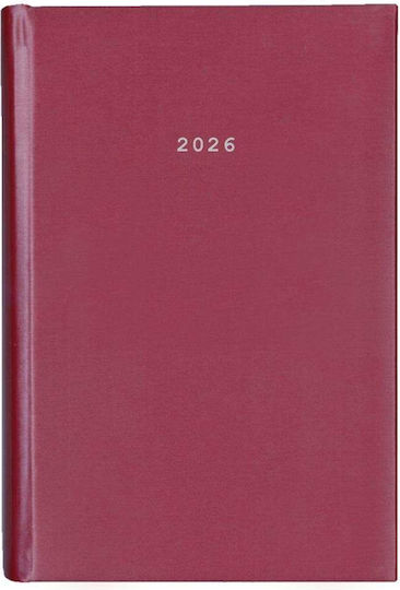 Next Ημερολόγιο 2026 Metallic Ημερήσιο Δετό Μπορντώ 14x21εκ
