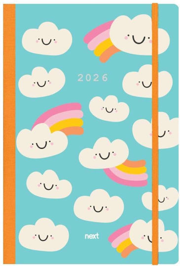 Next Agendă 2026 Trends Clouds Daily Flexi Elastic 14x21cm