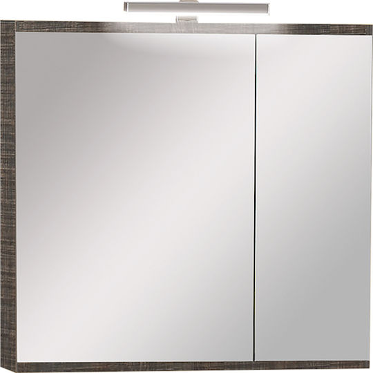 Pro Bagno 955AMA Καθρέπτης Led από Μοριοσανίδα με Ντουλάπι 75x70cm Γκρι