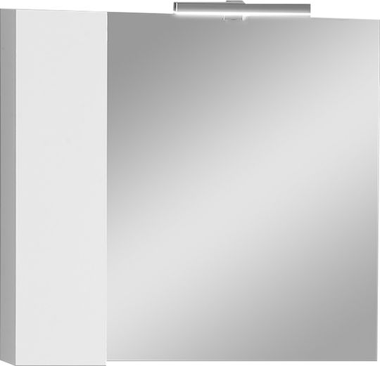 Pro Bagno Badezimmerspiegel LED aus Spanplatte mit Schrank 85x75cm Weiß