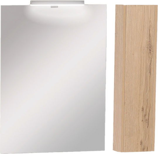 Pro Bagno Банско Огледало LED от ПДЧ с Шкаф 80x80см Бежов