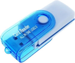 USB 2.0 Кард Рийдър За MicroSD SDHC M2 MMC Памет Карти С Въртящ Се Капак Син USB 2.0 Кард Рийдър За MicroSD SDHC M2 MMC Памет Карти С Въртящ Се Капак Син