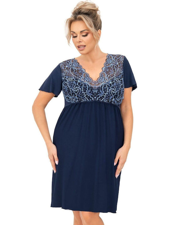 Donna Καλοκαιρινό Γυναικείο Νυχτικό Μπλε Plus Size