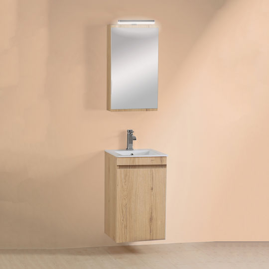 Pro Bagno Шкаф със Мивка & Огледало Бежов