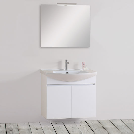 Pro Bagno Πάγκος με Νιπτήρα & Καθρέπτη Λευκό
