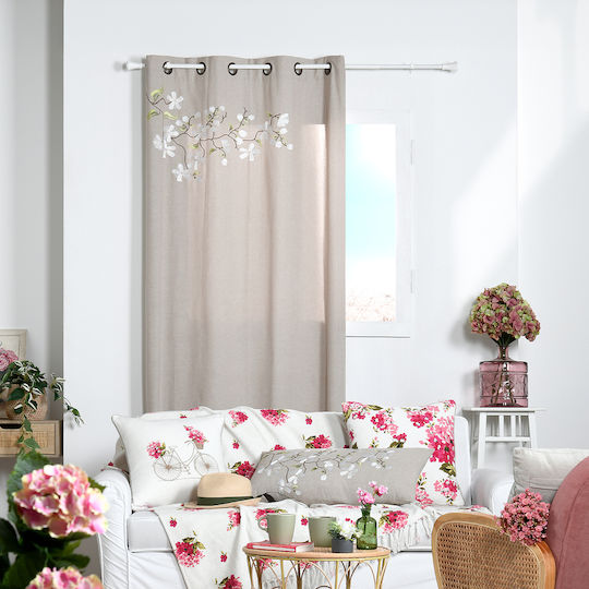 Κουρτίνα με Τρουκς Printemps Γκρι 140x260εκ.